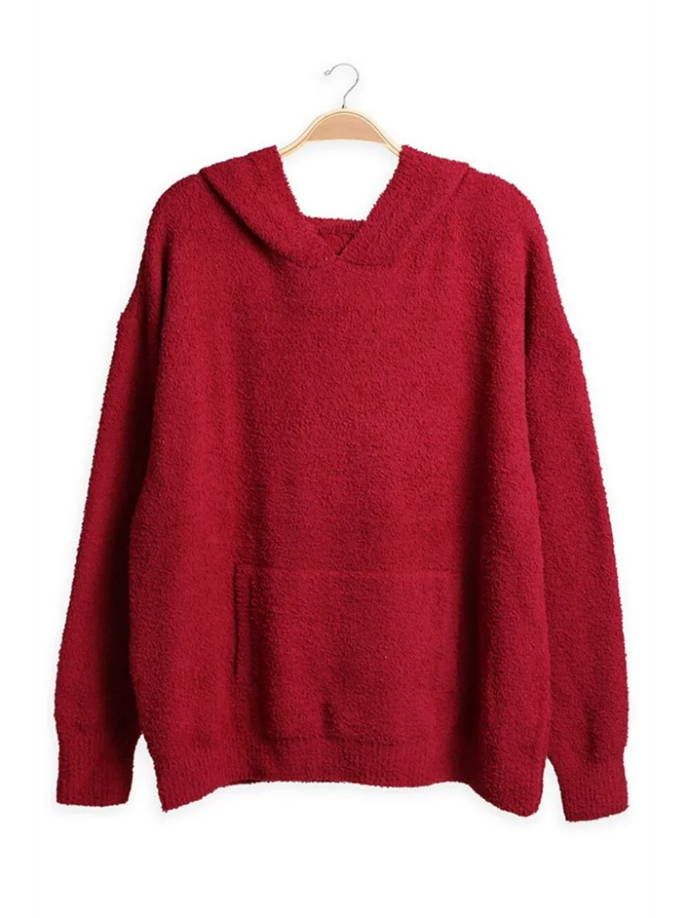 Cozy Solid Color Hooded Sweater with Pocket